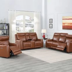RusticHome-Furniture Leather Natalia Coach Power Reclining Set Living Room Sets