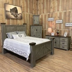 Rustic Furniture Depot Weathered Farmhouse Bedroom Set Bedroom Sets