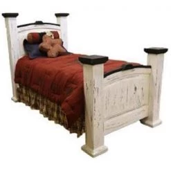 Rustic Accessories White Distressed Twin Bed