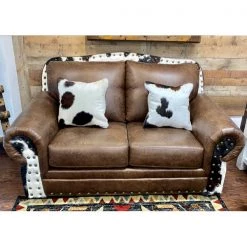RusticHome-Furniture Loveseats Cowhide Loveseat