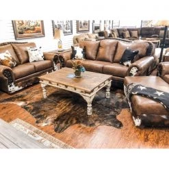 RusticHome-Furniture Cowhide Sofa Set