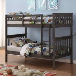 RusticHome-Furniture Gray Mission Twin/Twin Bunkbed