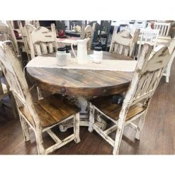 RusticHome-Furniture Olde White Round Dining Set Dining Room Sets