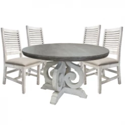 RusticHome-Furniture Large Stone Round Dining Set Dining Room Sets
